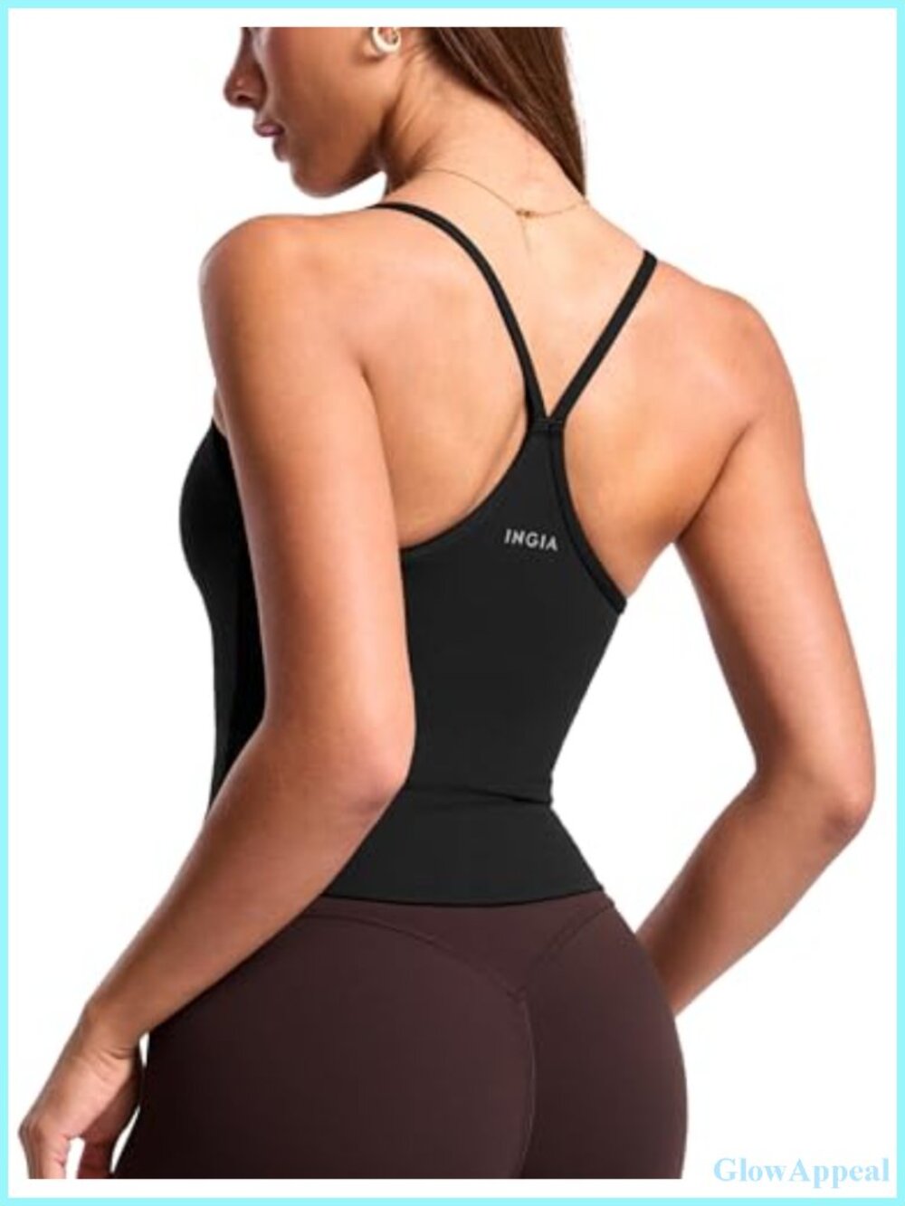 Polyamide Lycra Deep V-Neck Tank Top with Built-In Bra Yoga Fitness
